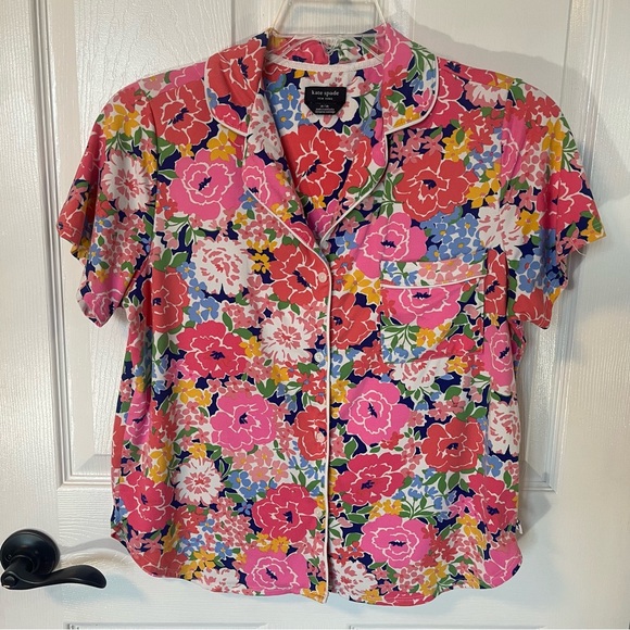 Kate Spade New York Medium 2 Piece Floral Pyjama Short Set Vacation Summer - Picture 2 of 13